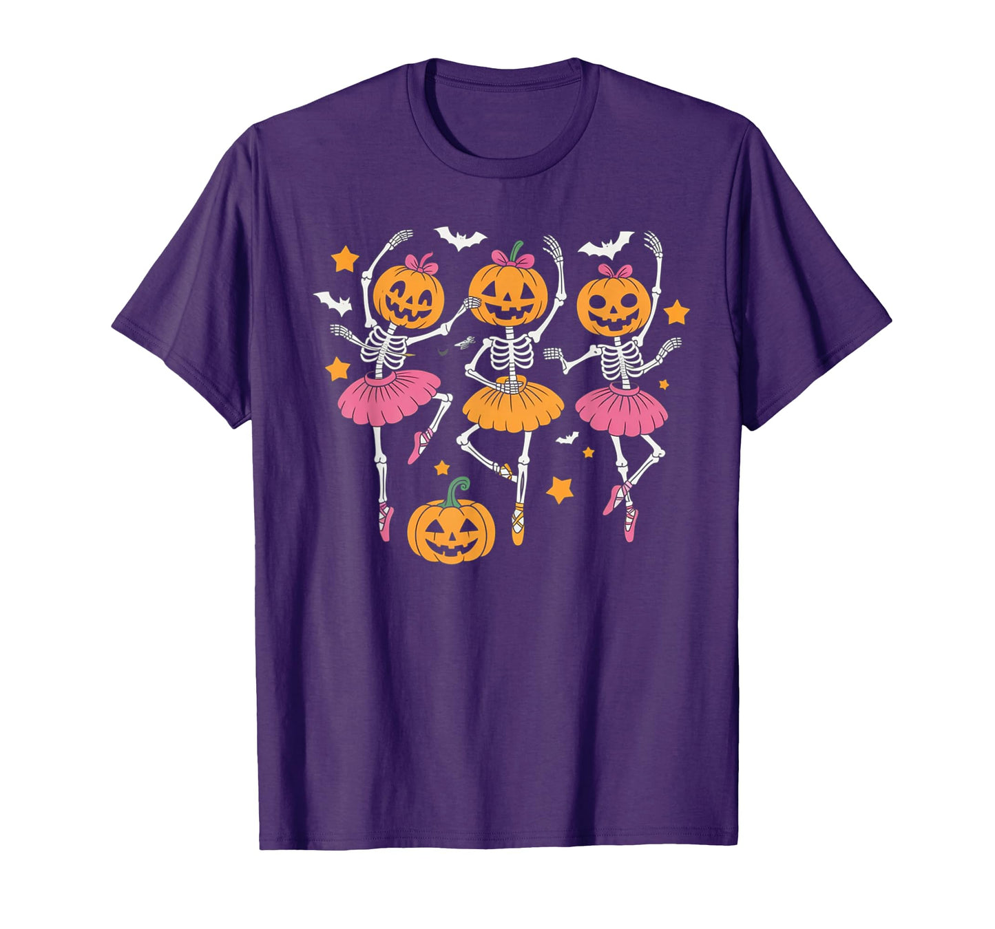 Girls Halloween Ballet Skeleton Pumpkin Skeleton Women Gifts T-Shirt