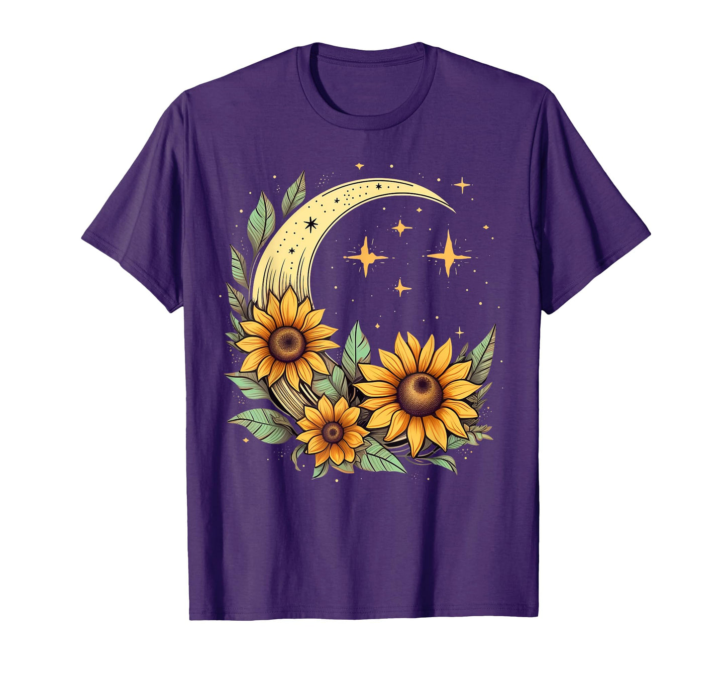Floral Moon Sunflower on Celestial Sunflower Lunar T-Shirt