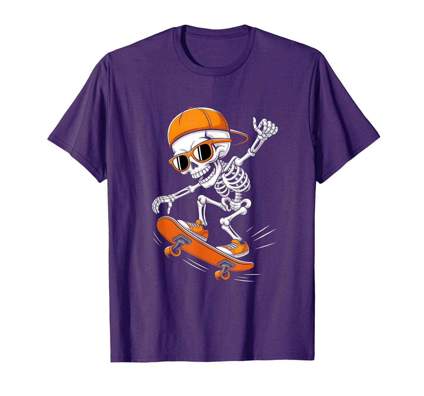Halloween Skeleton Skateboard Funny Skateboarding Teens Boys T-Shirt