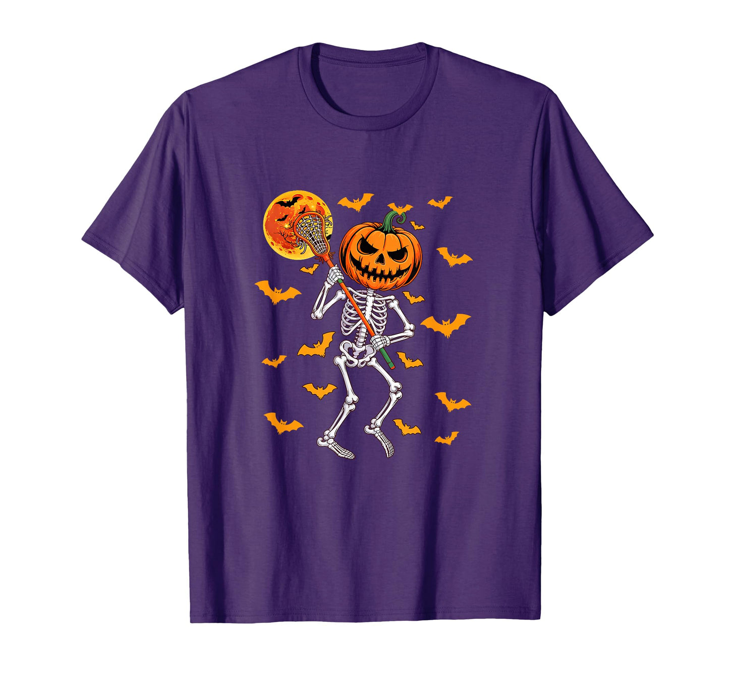 Horror Skeleton Playing Lacrosse Halloween Matching Player T-Shirt