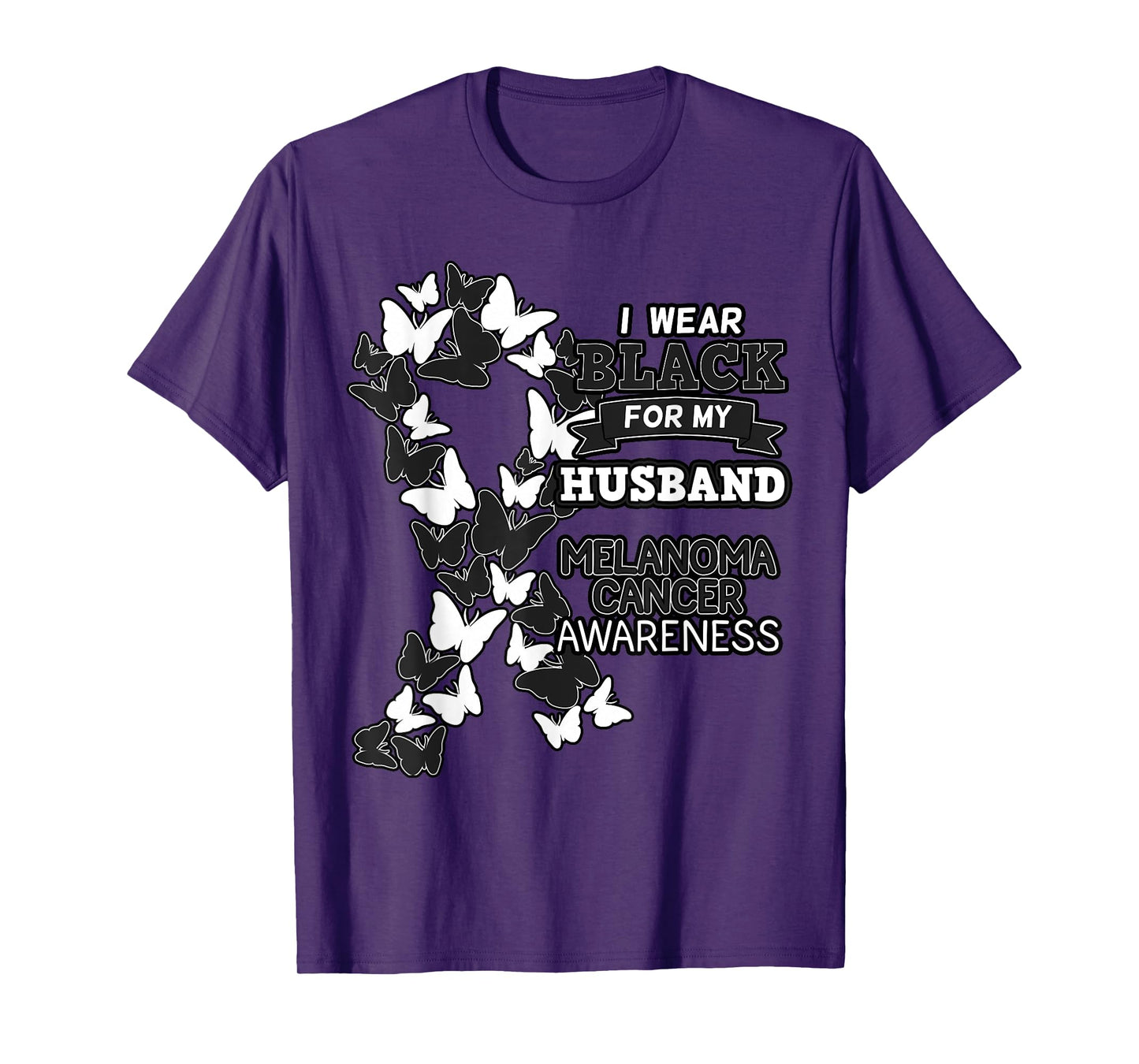 Melanoma Cancer Awareness Black Ribbon Husband Father Gift T-Shirt