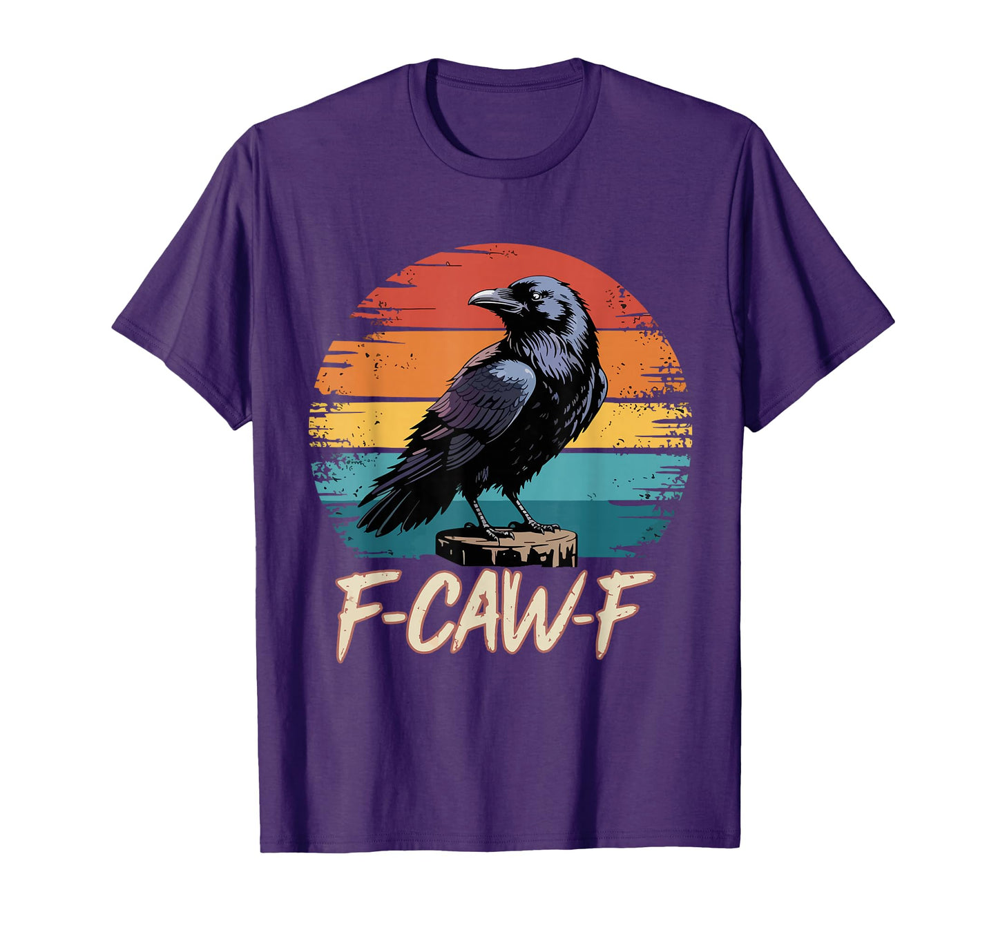 Retro F-Caw-F Black Bird Crow Funny Crow Birds Joke Grunge T-Shirt