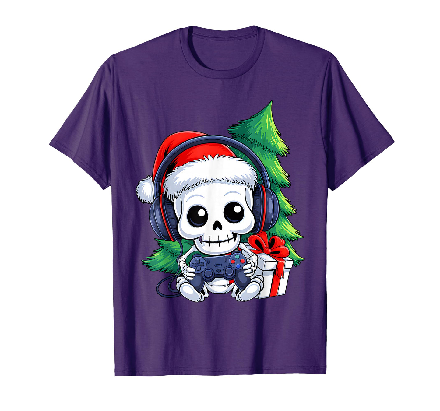 Funny Christmas Gamer Skeleton Xmas Gaming Men Boys Kids T-Shirt