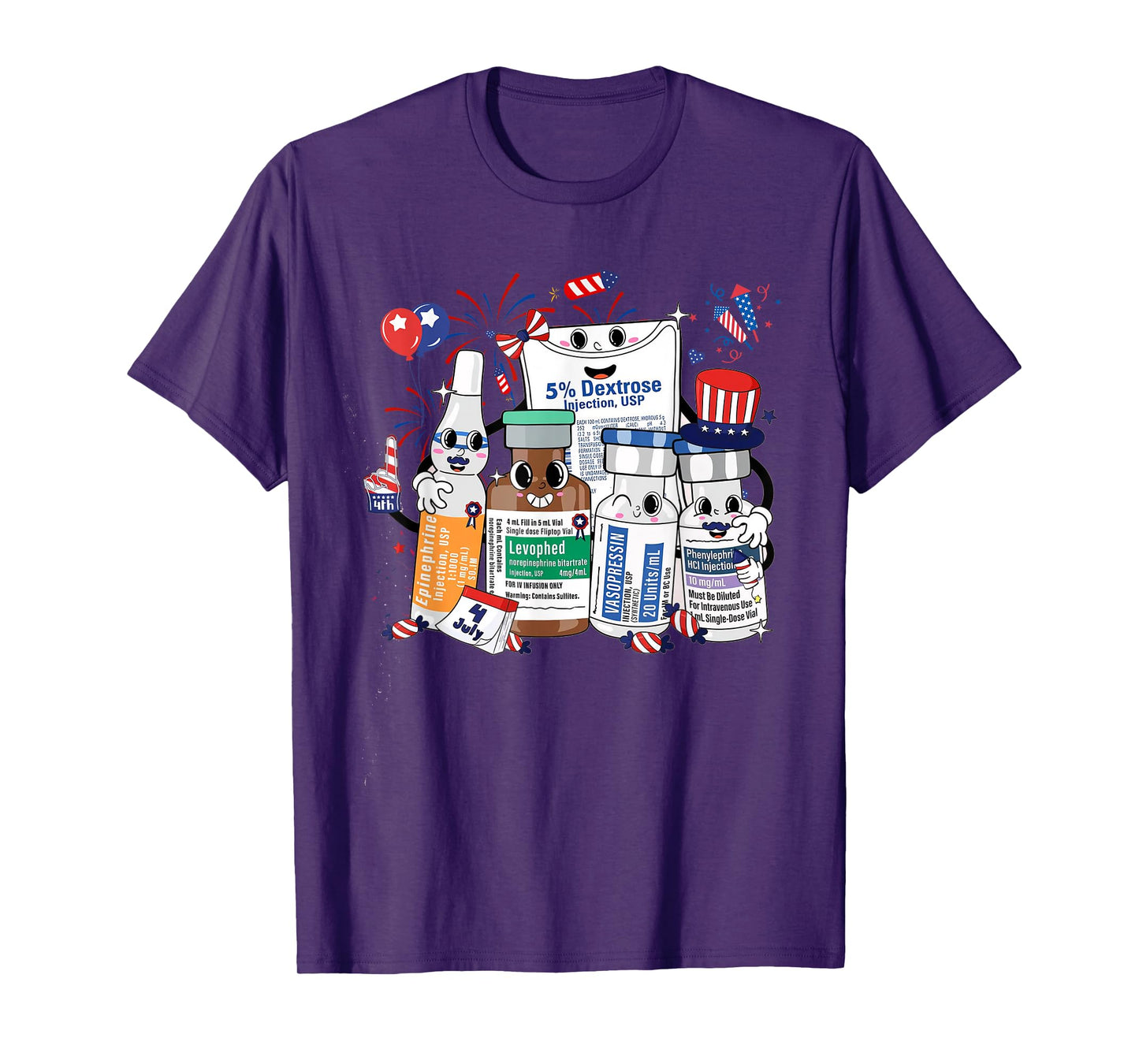Red White Blue ICU Nurse Crew 4th of July Independence Day T-Shirt for Women Men