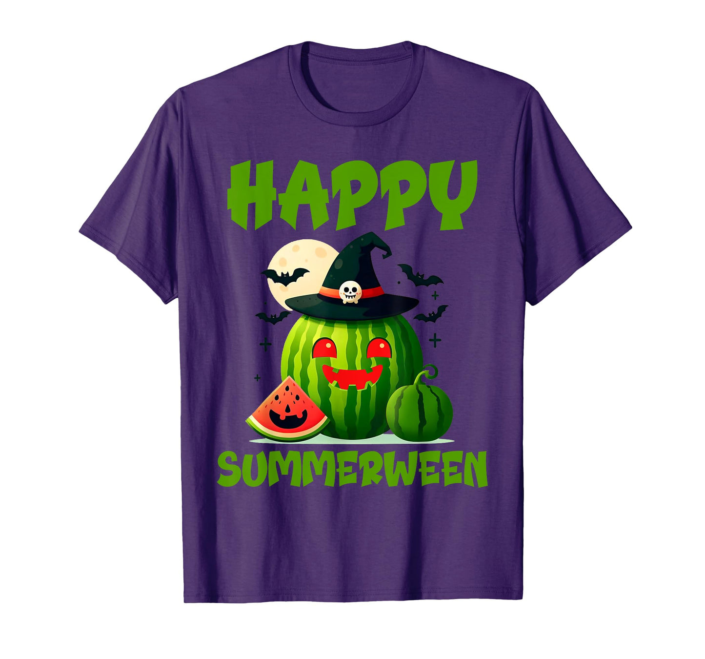 Happy Summerween Summer Watermelon Jack-o-lantern Halloween T-Shirt for Men Women