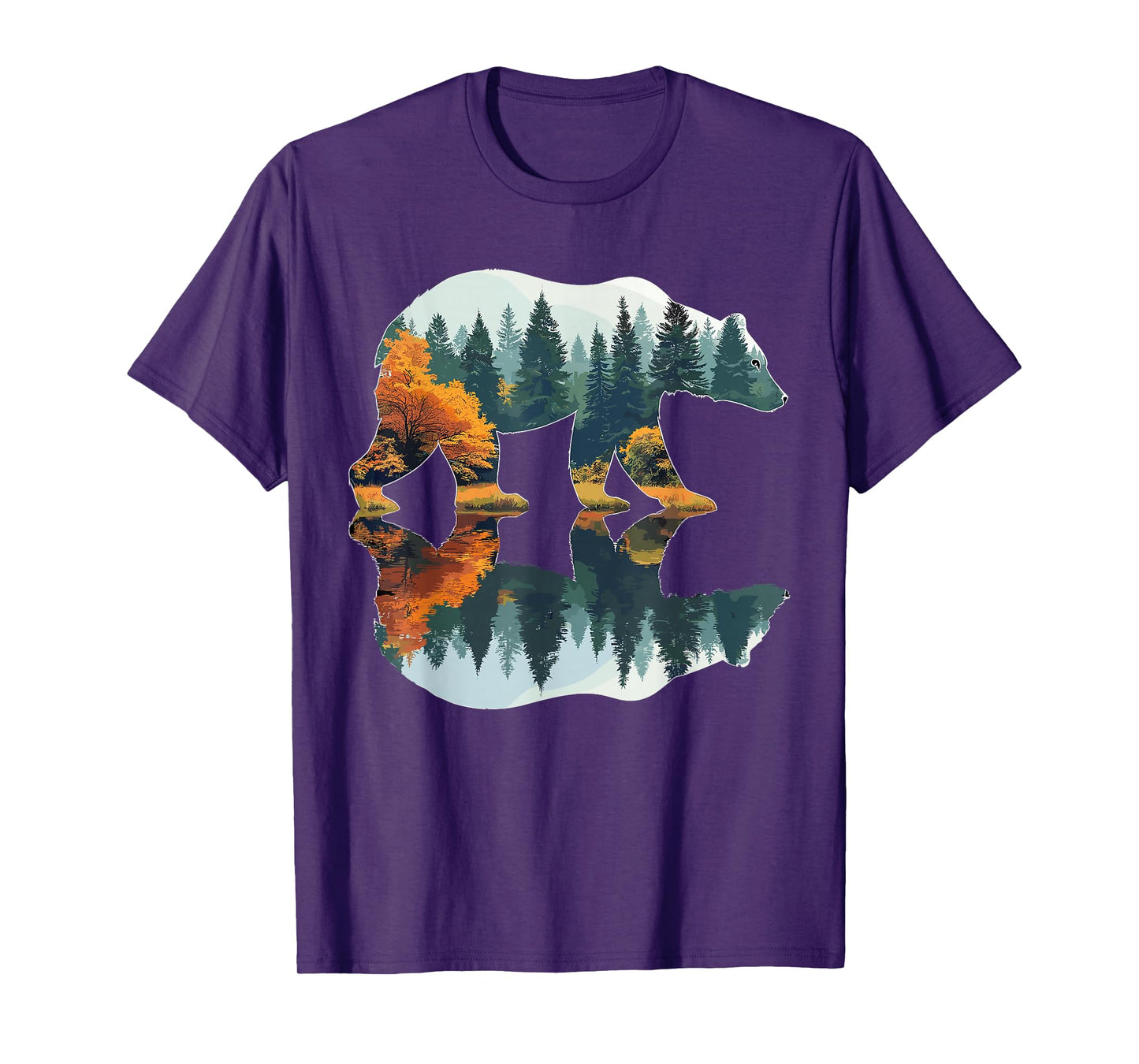 Trees Wildlife Reflection Nature Bear Outdoor Forest T-Shirt