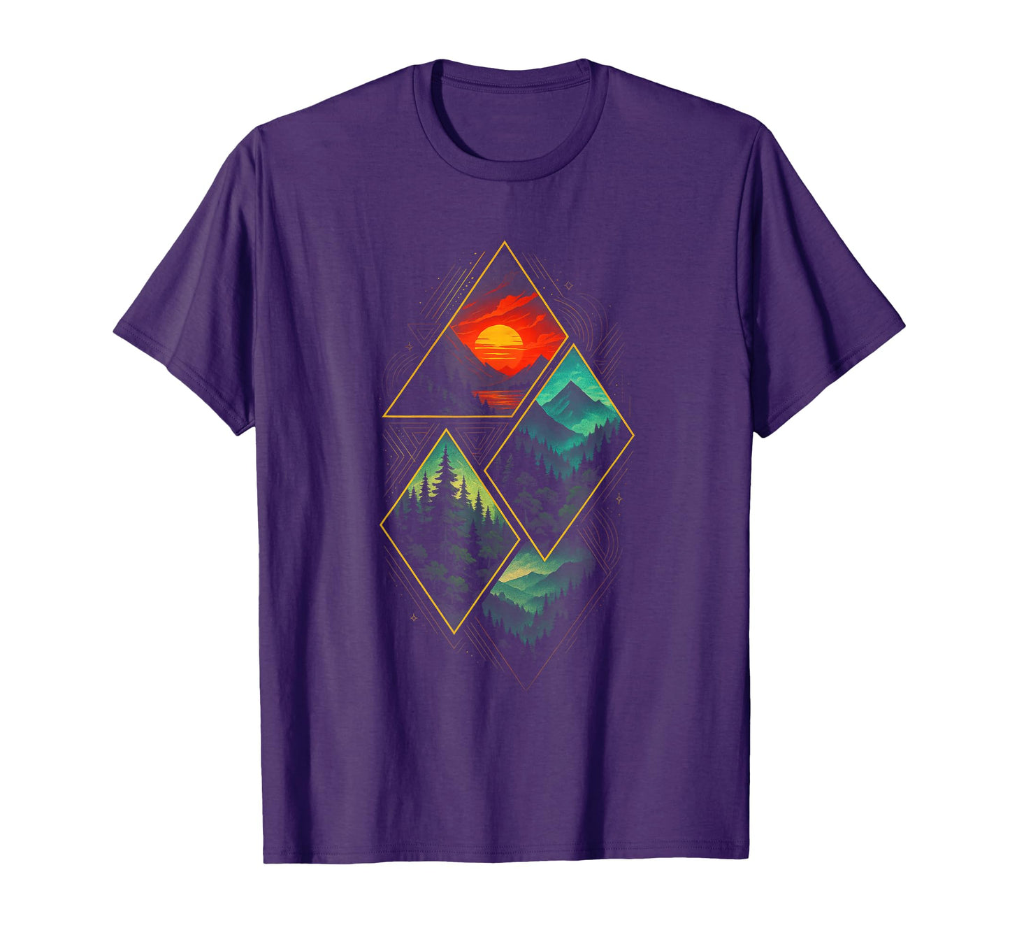 Nature Mountains Forest Sunset Adventure Hiking T-Shirt