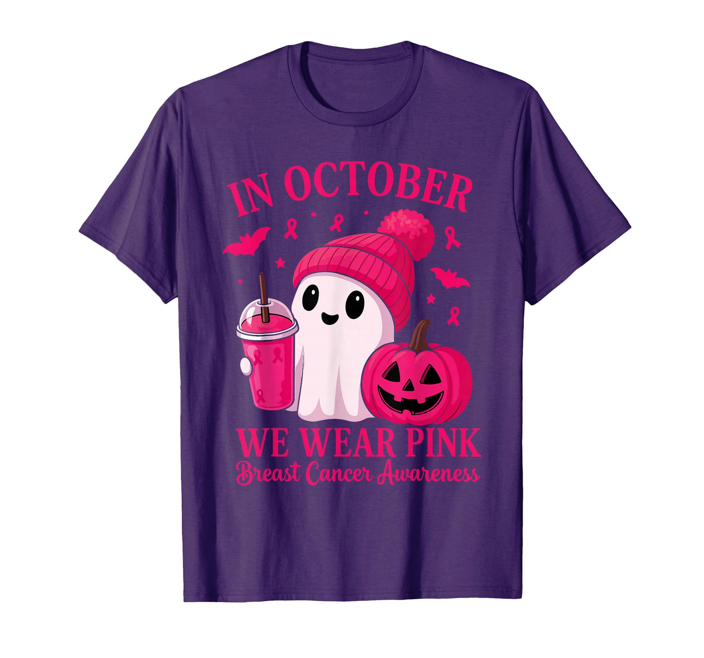 Breast Cancer Halloween Women in October We Wear Pink T-Shirt