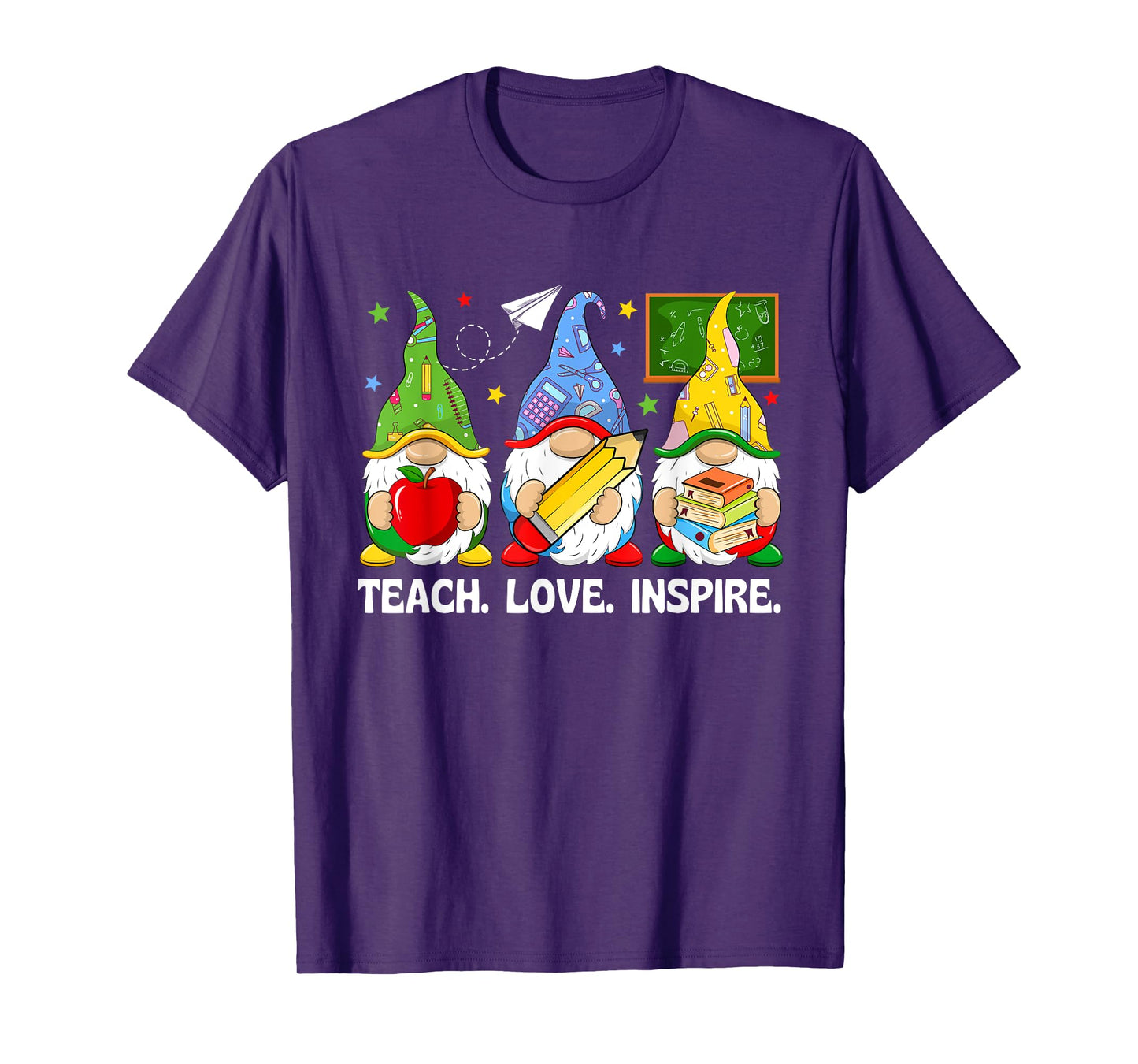 Cute Gnomes Teach Love And Inspire Back To School Teacher T-Shirt