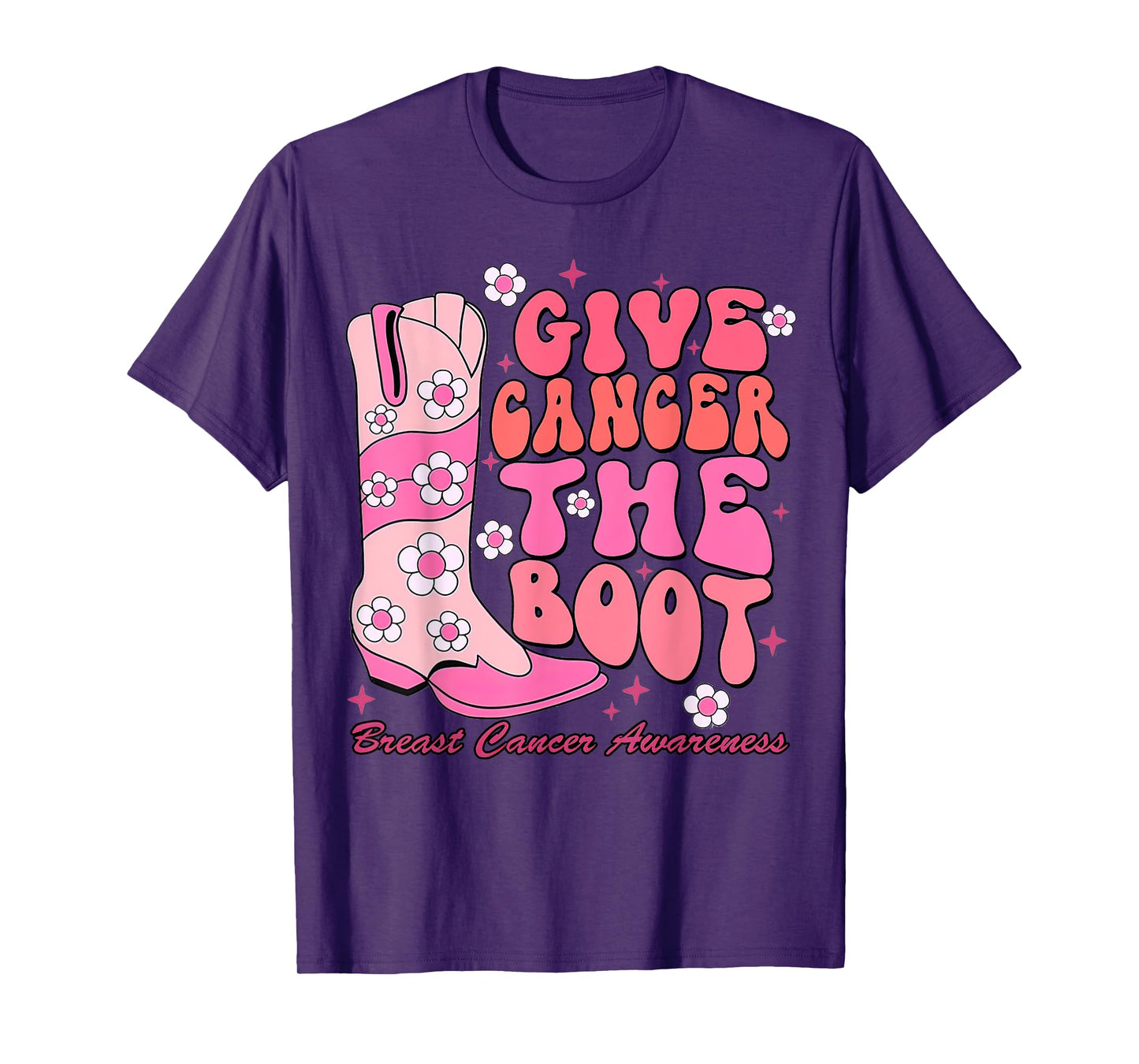 Give Cancer The Boot Western Cowgirl Breast Cancer Outfit T-Shirt