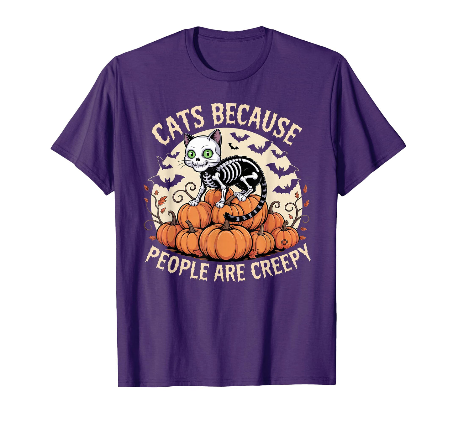 Cats Because People are Creepy Ghost Halloween Cat Mom Kids T-Shirt