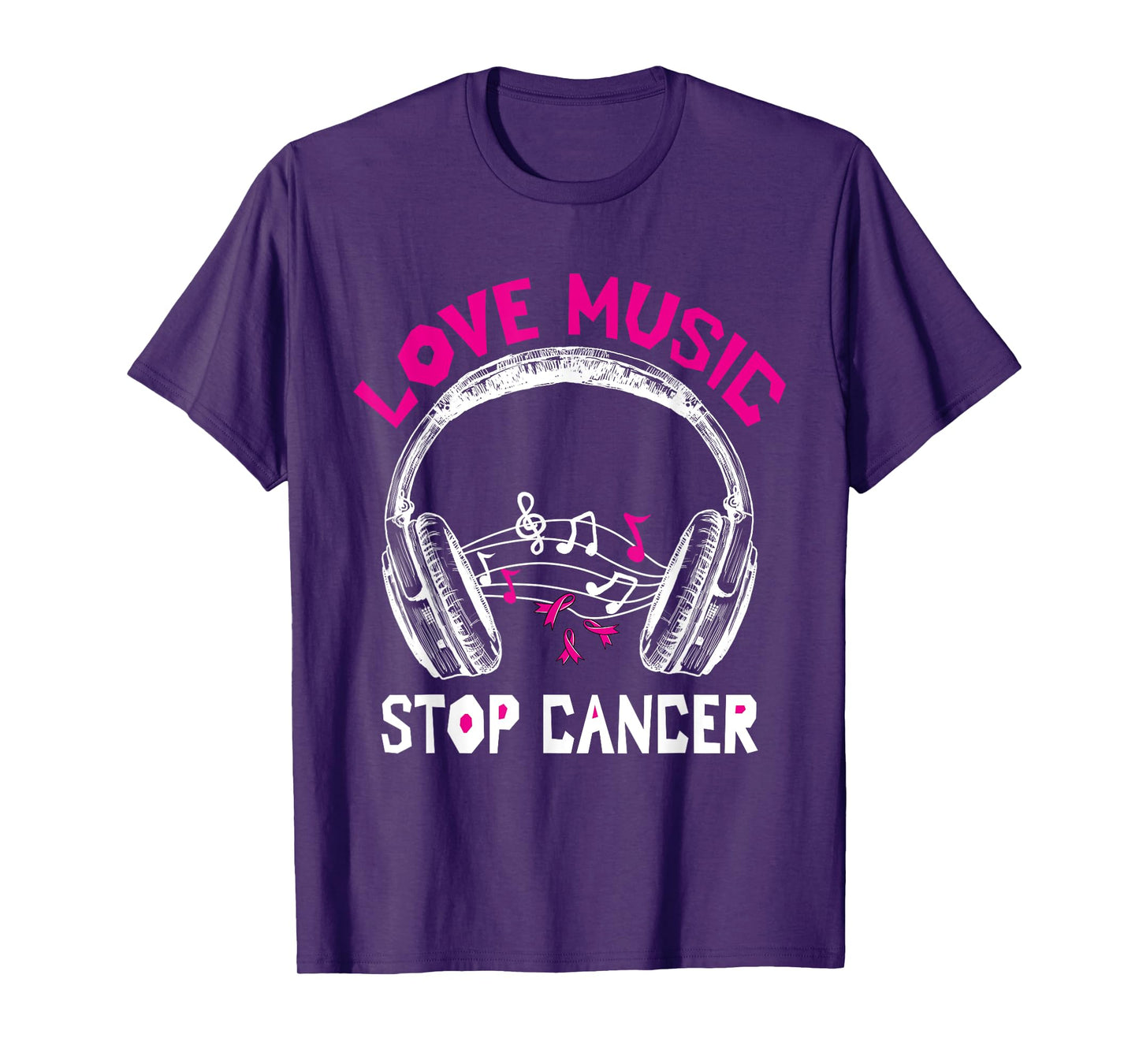 Love Music Stop Cancer Shirt Breast Cancer Awareness Mom T-Shirt
