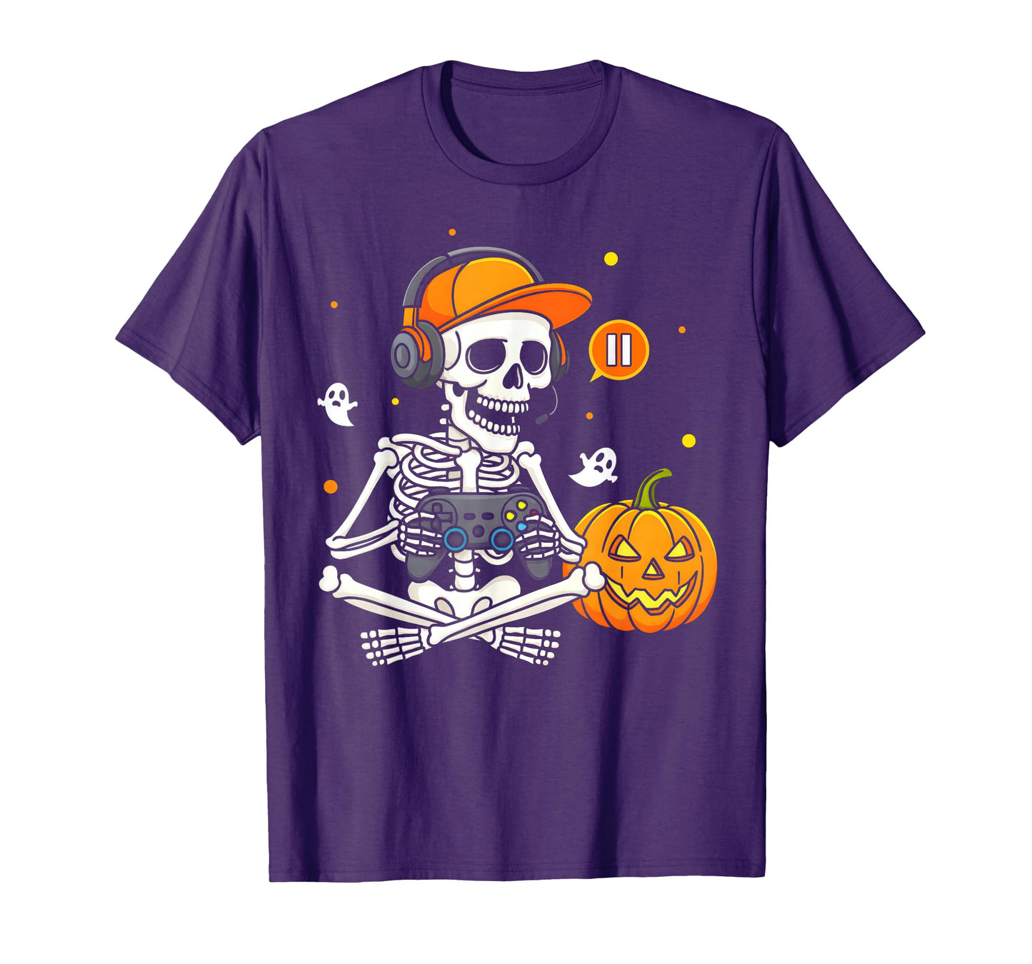 Funny Gaming Hallowen Skeleton Gamer Video Kids Boys T-Shirt