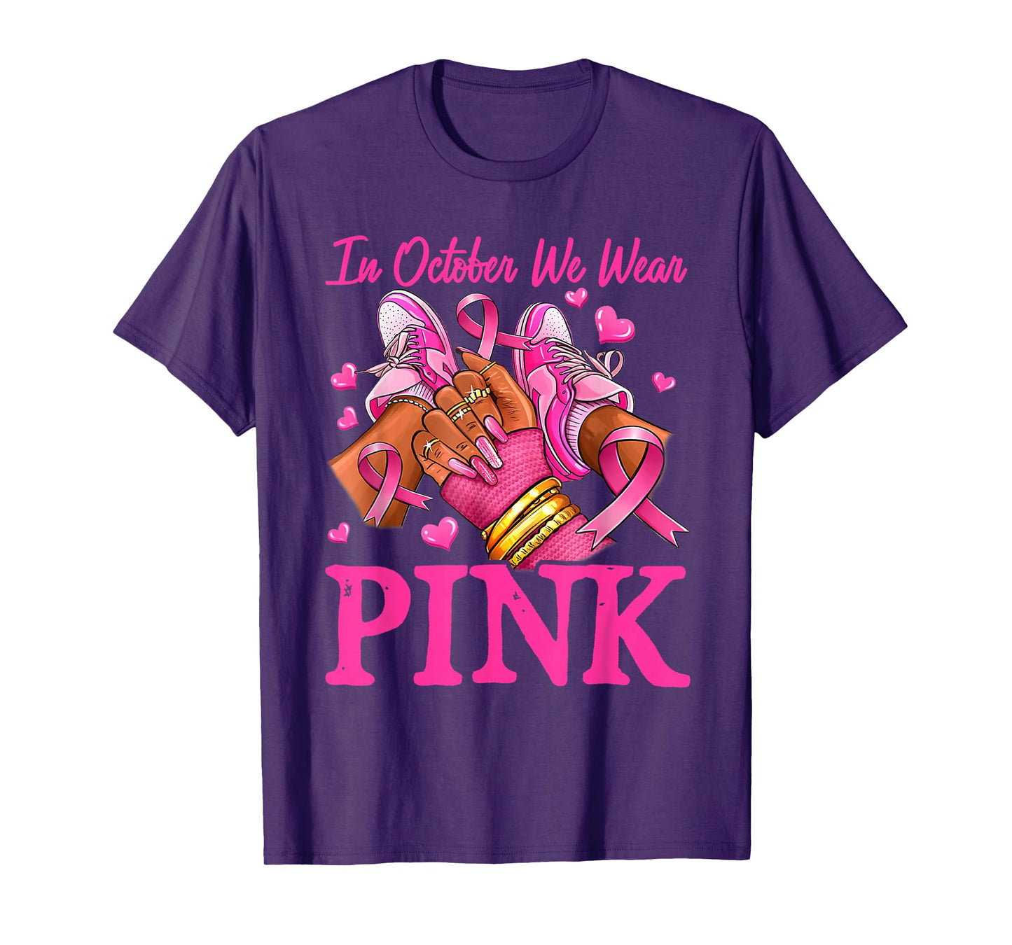 In October We Wear Pink Black Women Breast Cancer Awareness T-Shirt