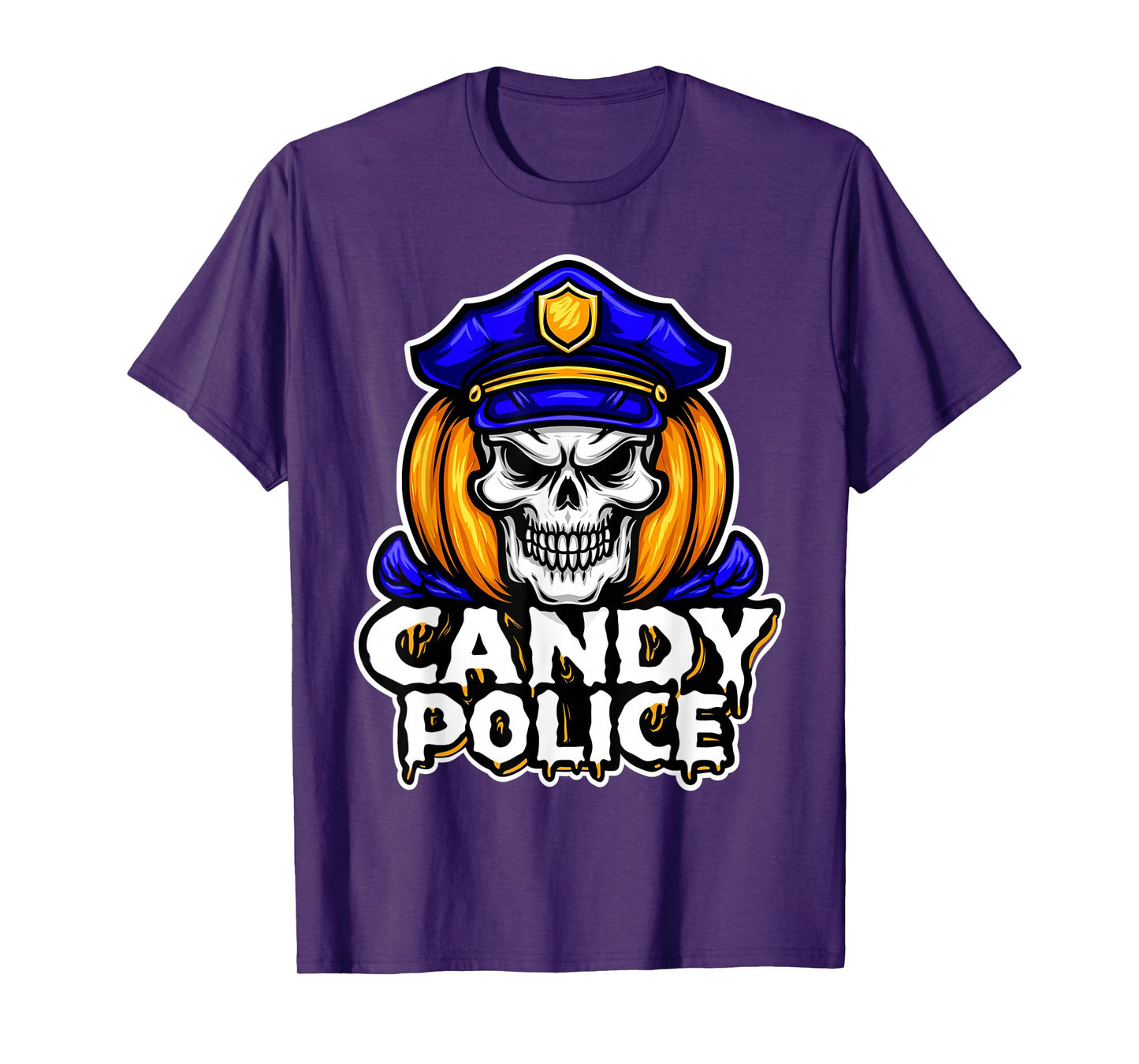 Candy Police Skeleton Funny Scary Security Halloween Costume T-Shirt