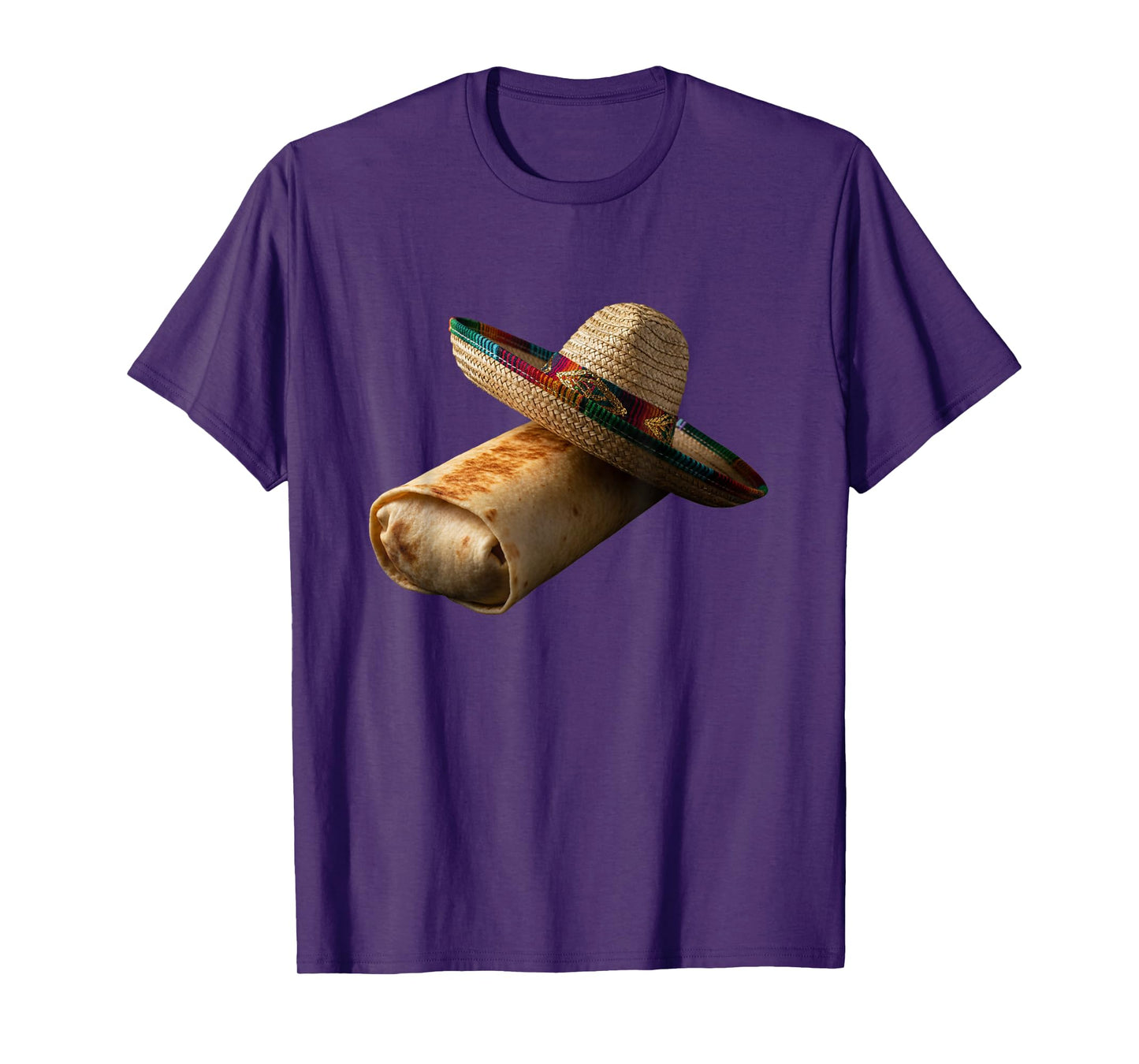 Taco Burrito Wearing Sombrero Funny Mexican Food Fiesta T-Shirt