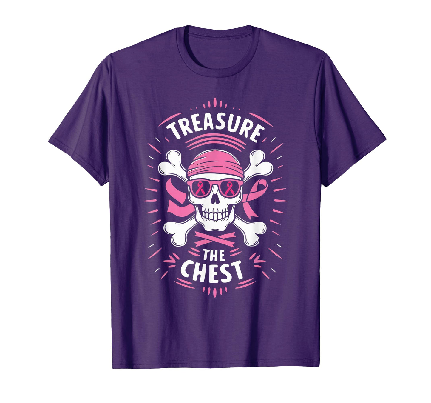 Pink Ribbon Breast Cancer Pirate Treasure the Chest T-Shirt