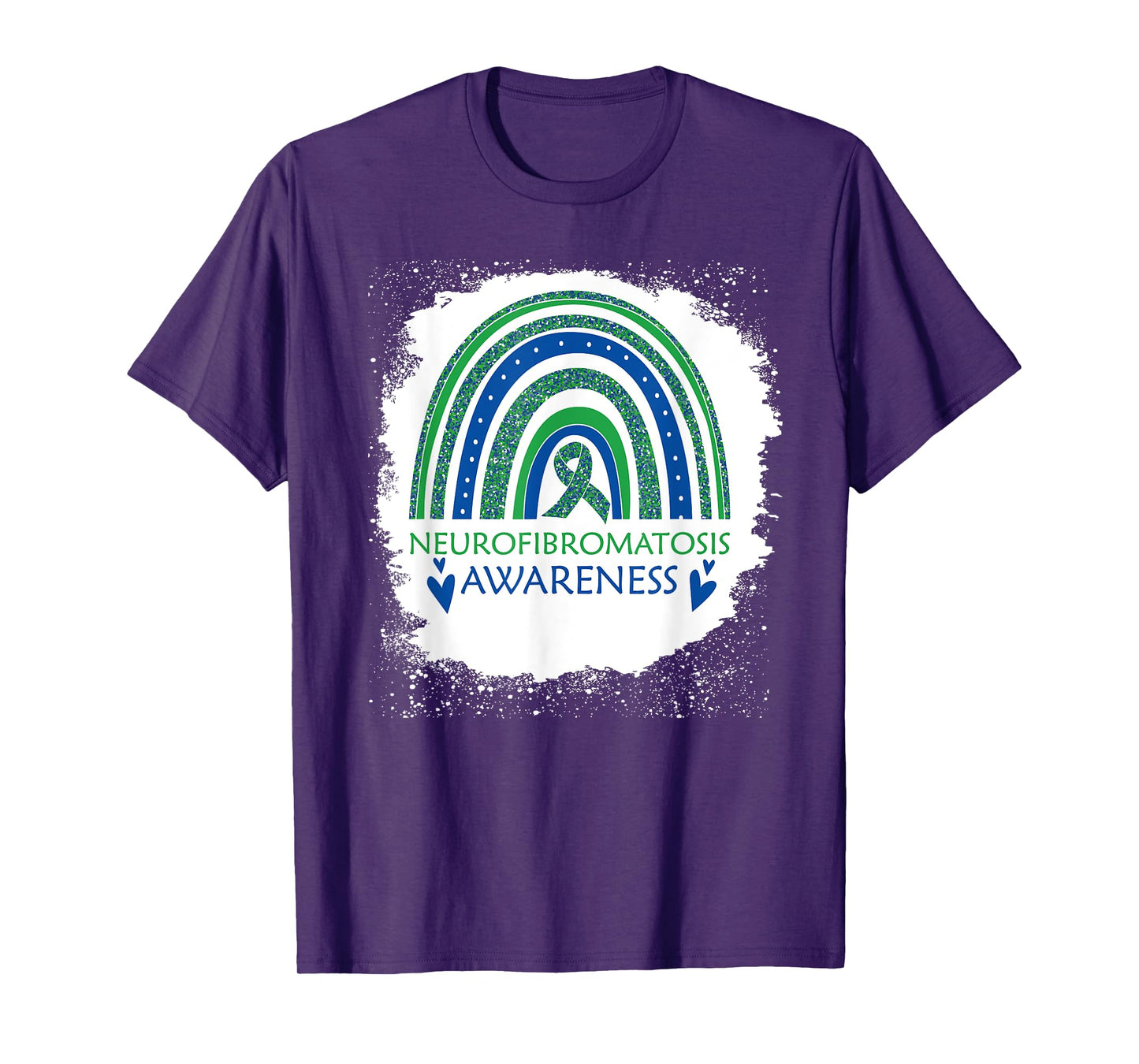 Neurofibromatosis Awareness Bleach Rainbow Blue Green Ribon T-Shirt