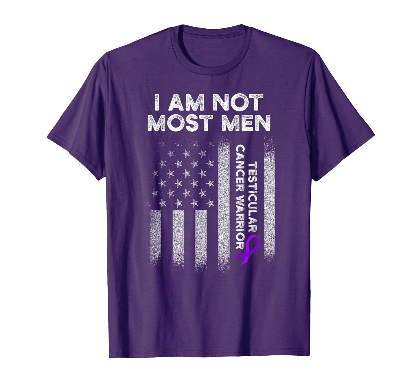 Testicular Cancer Survivor Most Men Purple Ribbon Warrior T-Shirt