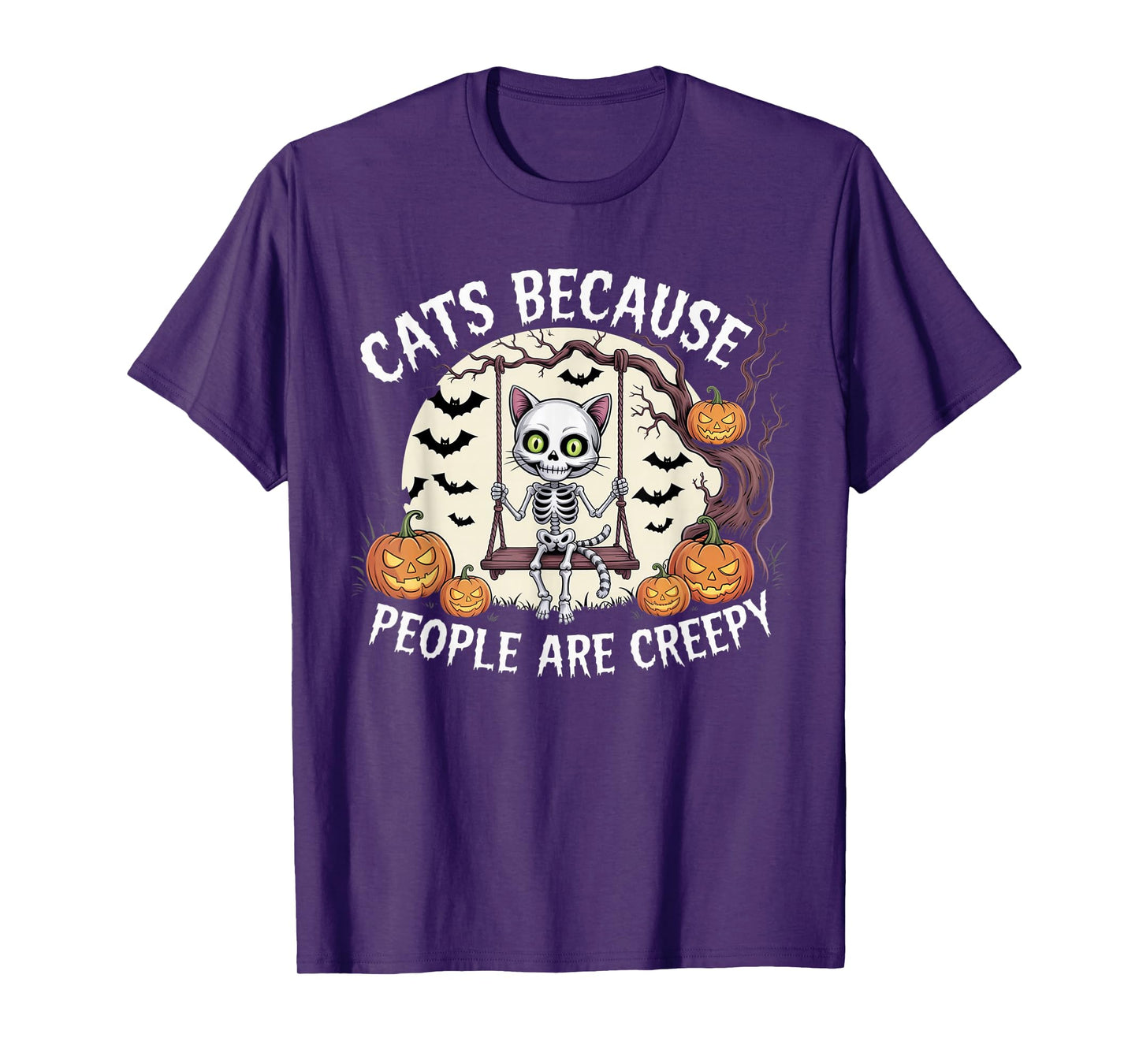 Cats Because People are Creepy Ghost Halloween Cat Mom Kids T-Shirt
