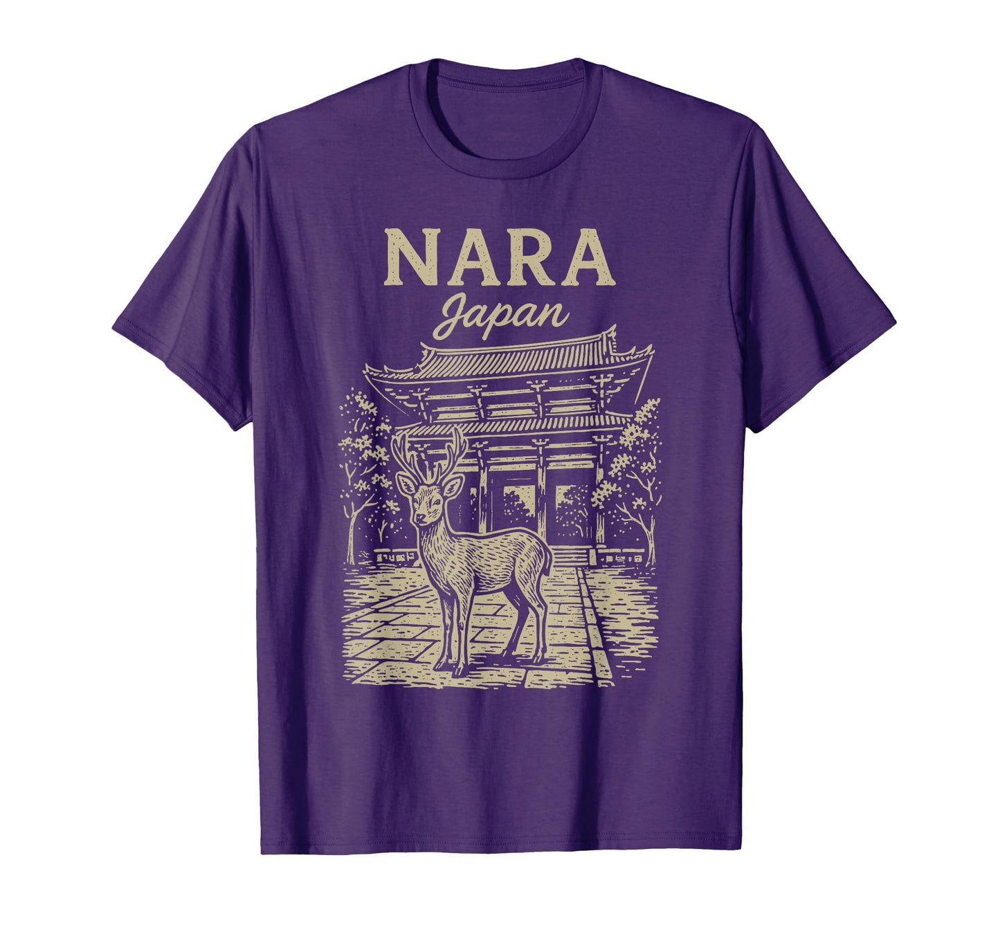 Nara Japan Deer Temple Japanese Travel Nature Architecture T-Shirt