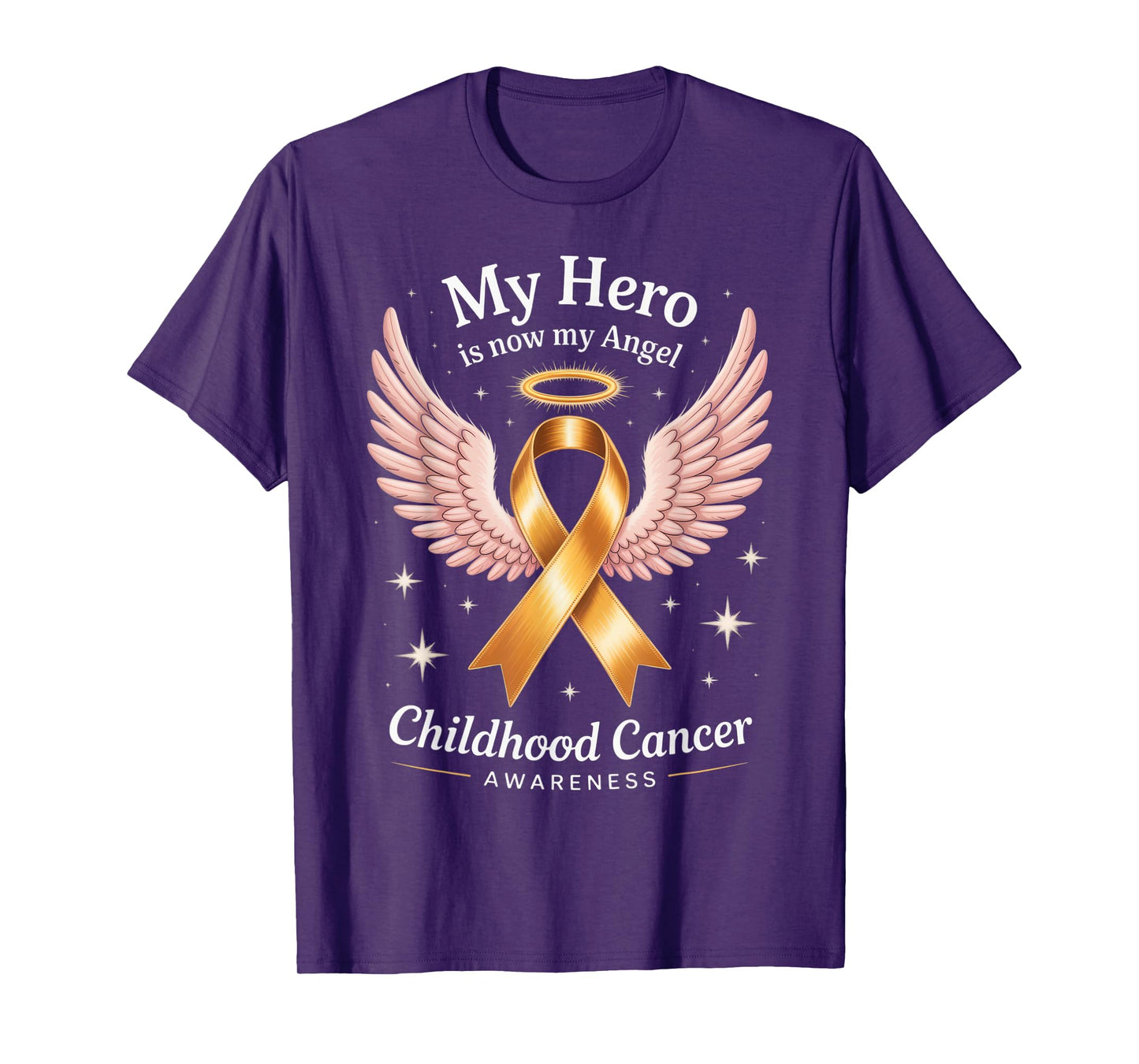 My Hero Is Now My Angel Childhood Cancer Awareness Tribute T-Shirt