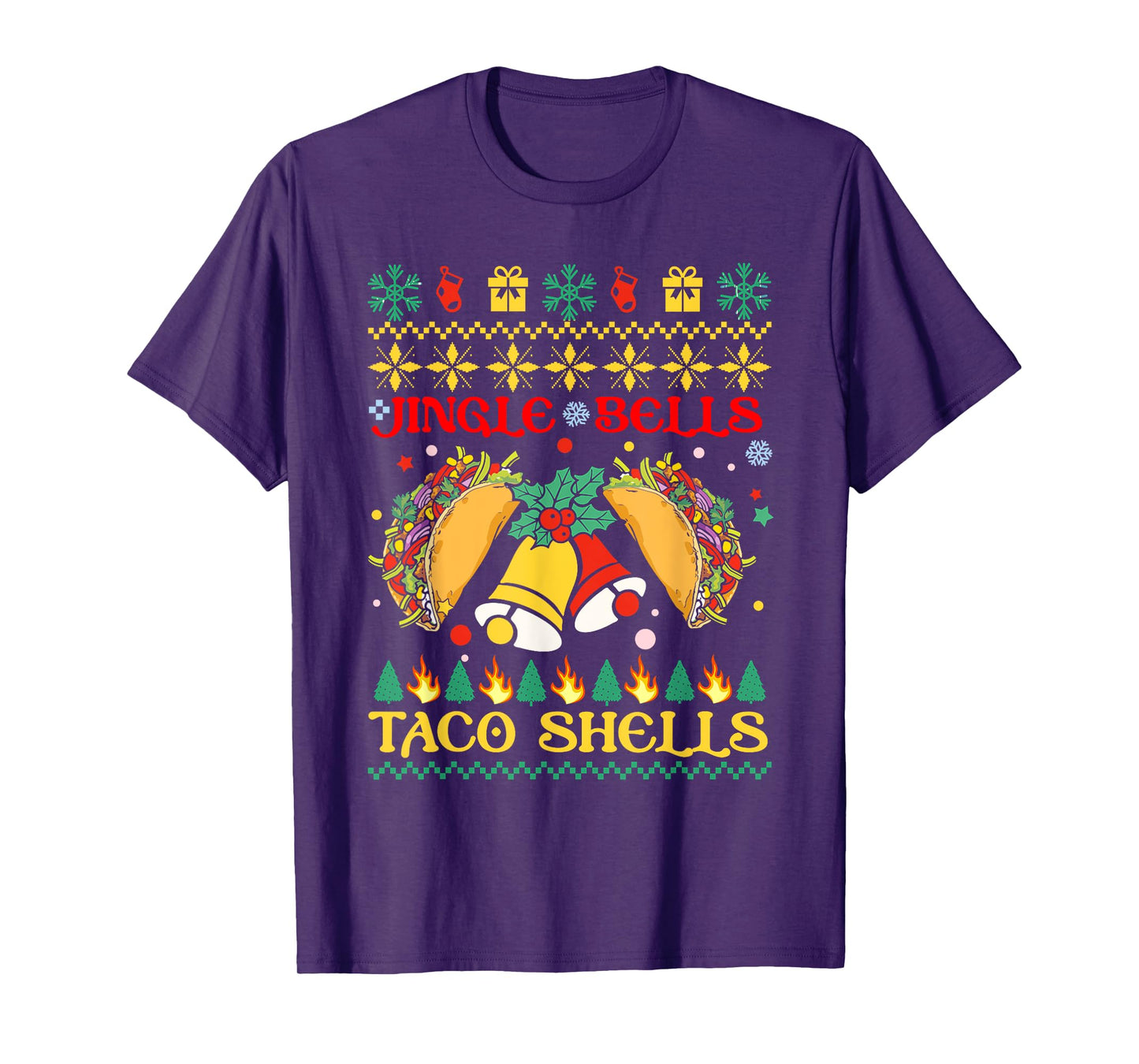 Jingle Bell Taco Shells Happy Christmas Tacos Mexican Food T-Shirt