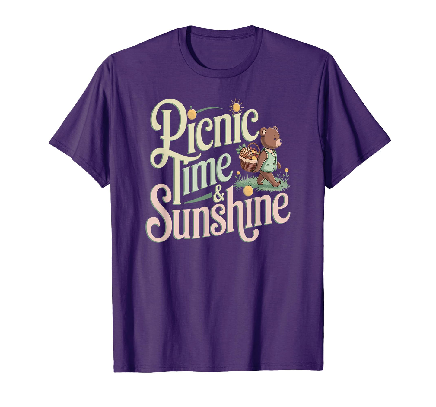 Picnic Time Sunshine Bear Basket Nature Day T-Shirt