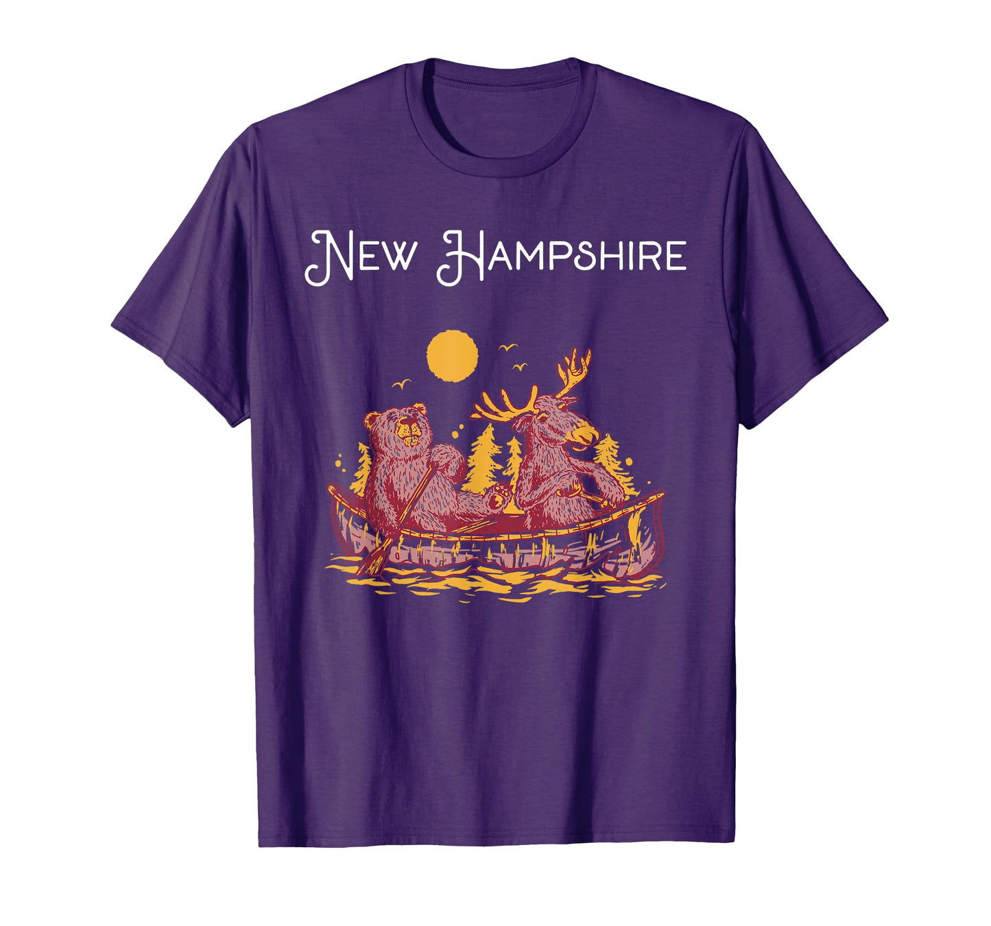 New Hampshire Shirt Funny Canoe Moose Elk Bear Lake Canoeing T-Shirt