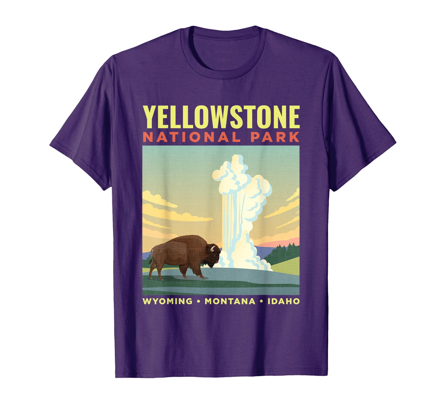 Yellowstone US National Park Bison Vintage Gift T-Shirt