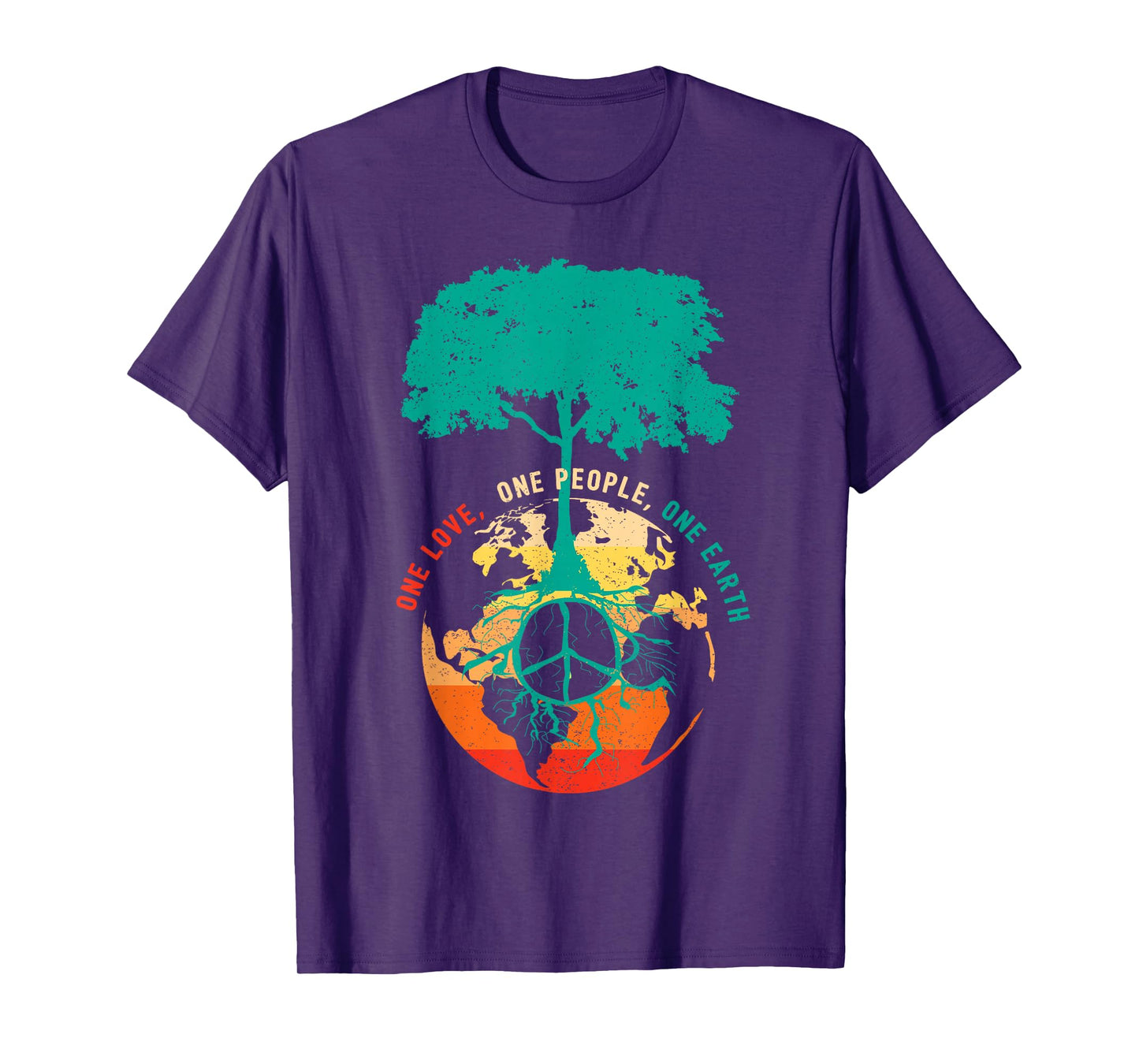 World Peace Tree Love People Earth Day 60s 70s Hip T-Shirt