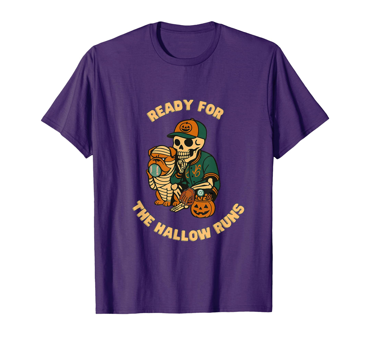 Halloween Baseball Skeleton & Mummy Bulldog:Spooky Sport Tee T-Shirt