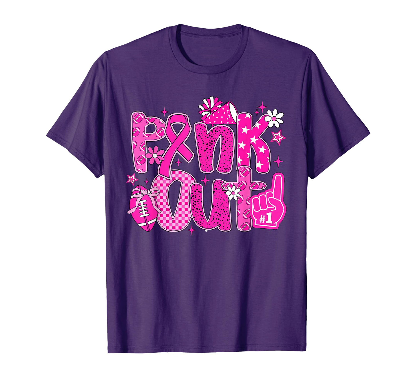 Pink Out Pink Football Pink Cheer Breast Cancer Women T-Shirt