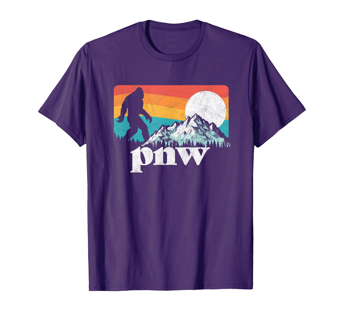 PNW Pacific Northwest Bigfoot Mountains Retro 80s Graphic T-Shirt