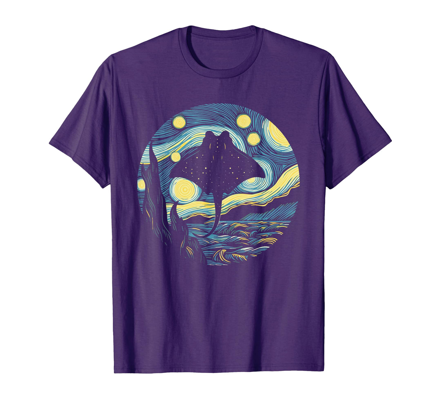 Stingray Manta Ray Starry Night Painting Art T-Shirt