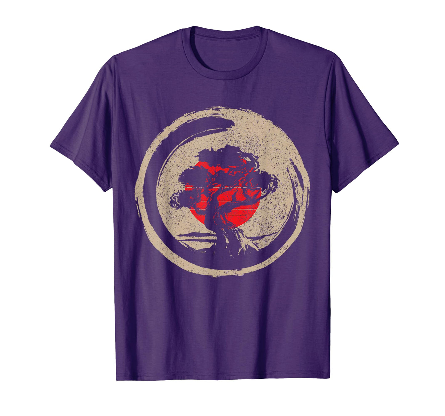 Bonsai Tree Japanese Flag Zen Vintage Gift T-Shirt