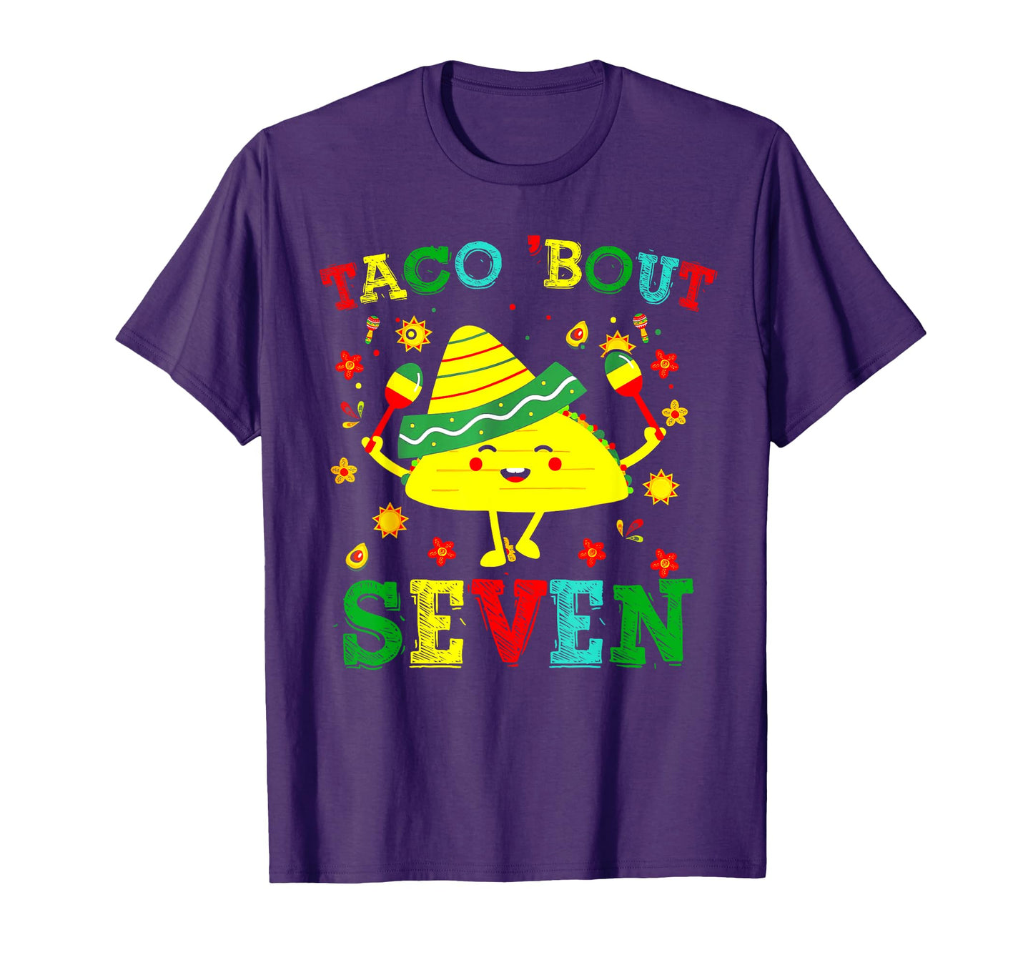 Taco 7th Birthday Outfit Taco 'bout Seven Mexican Fiesta T-Shirt