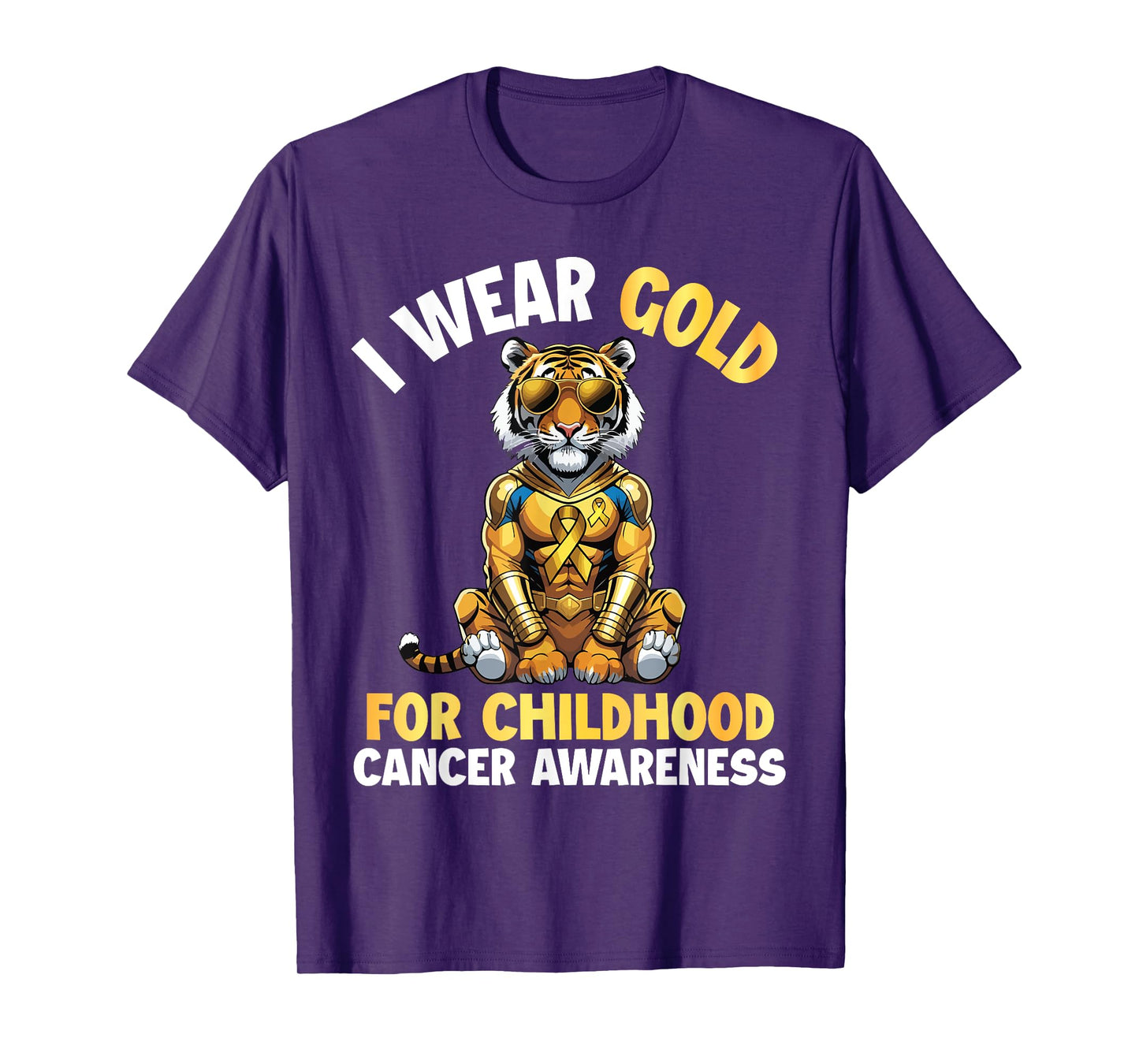 Tiger I Wear Gold For Childhood Cancer Awareness Supporter T-Shirt