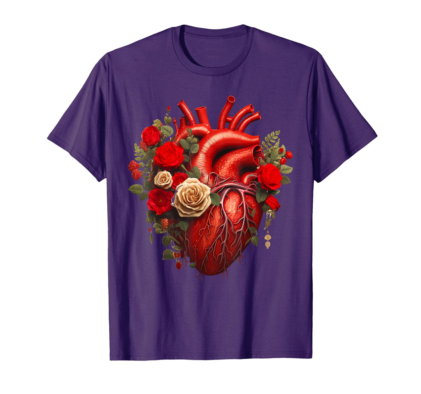Cardiology Medical Cardiac Nurse Floral Anatomical Heart T-Shirt