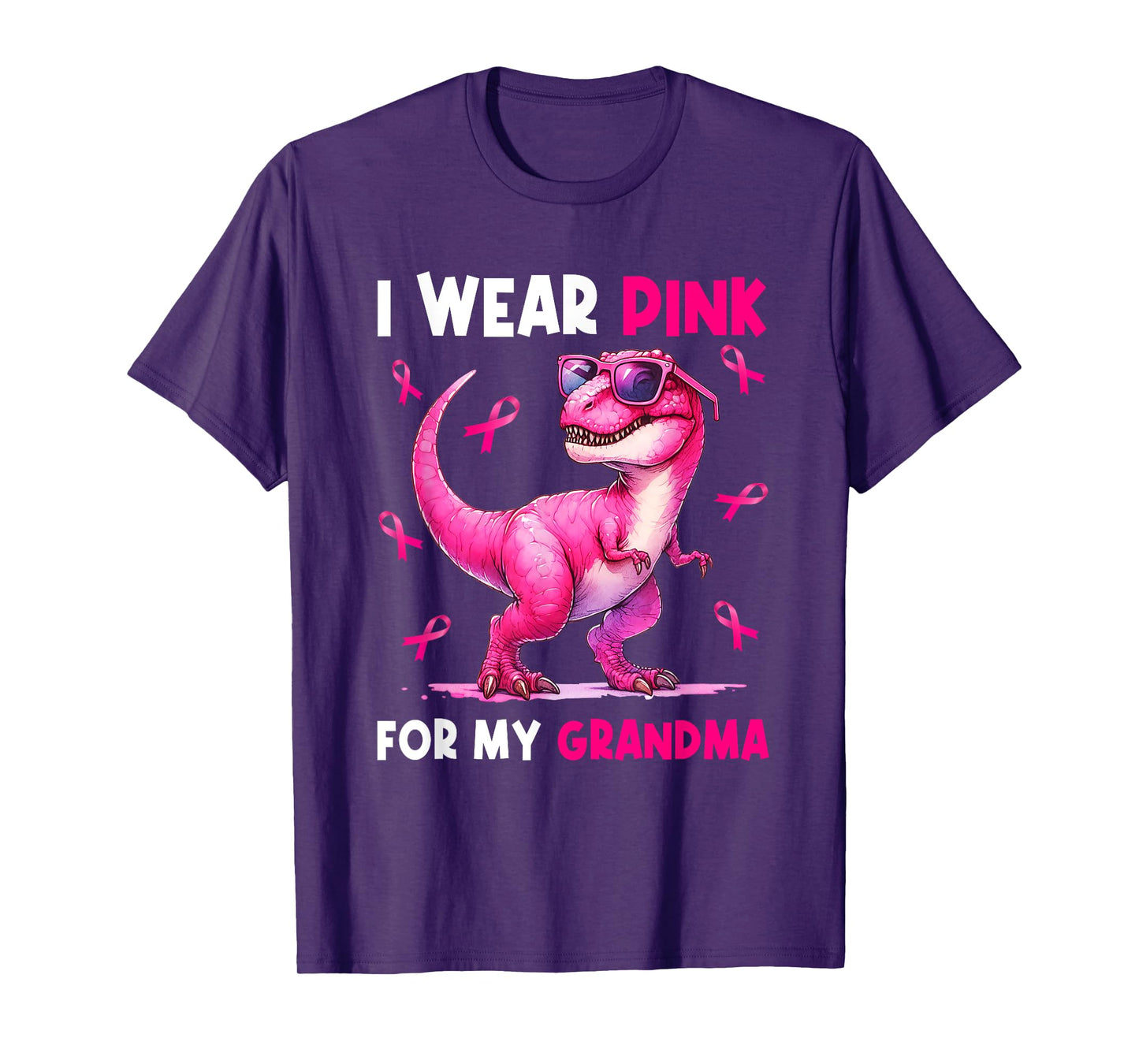 I Wear Pink For My Grandma T Rex Dinosaur Breast Cancer T-Shirt
