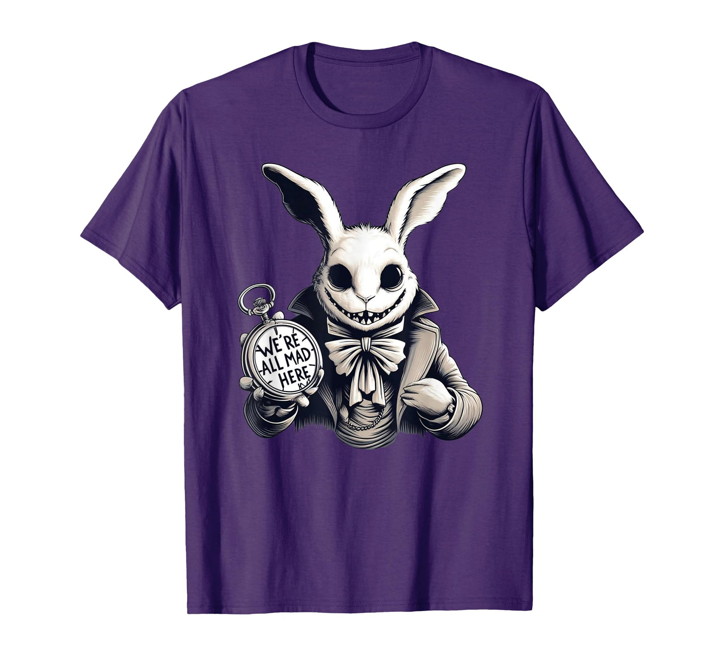 Alice in Wonderland - We're All Mad Here Rabbit Hatter Quote T-Shirt