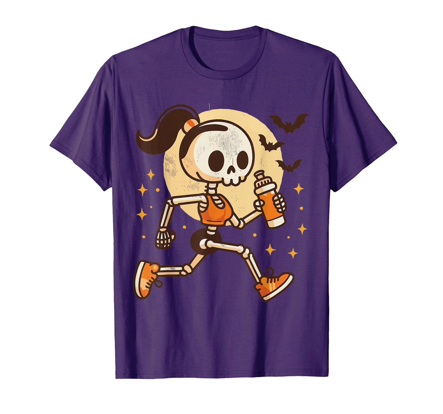 Running Skeleton Girl Funny Halloween Costume T-Shirt