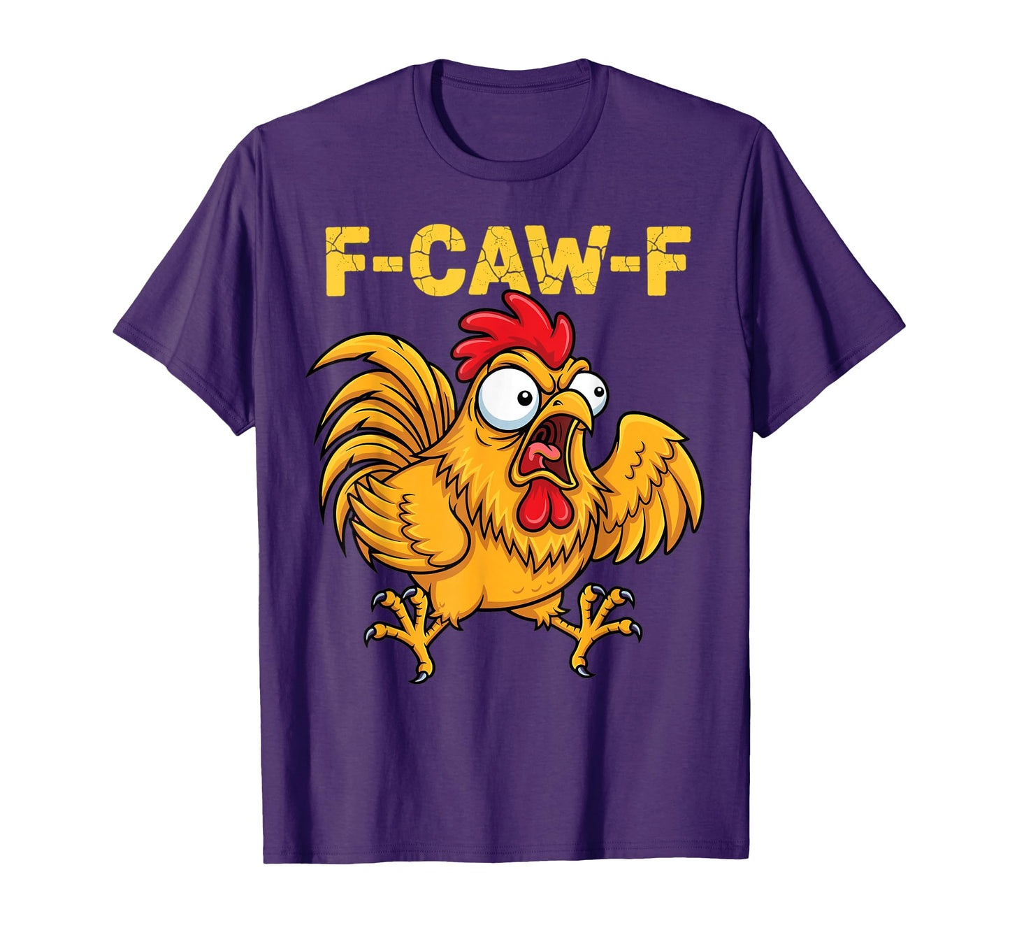 Funny Angry Rooster F-Caw-F Cartoon Farm Animal T-Shirt