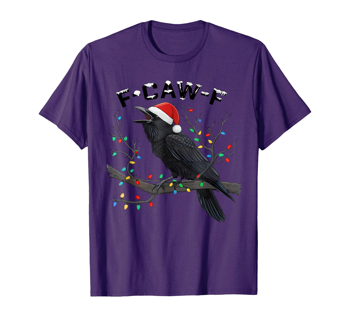 Black Crow F-Caw-F Funny Xmas Black Bird Christmas T-Shirt