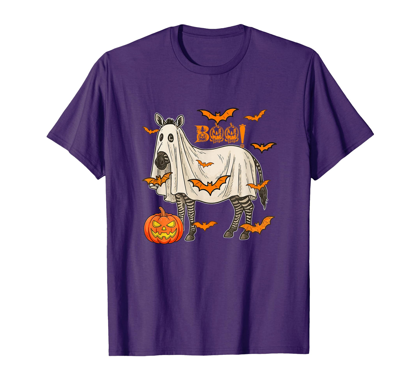 Boo Halloween Zebra Cosplay Ghost Costume Animal Lover T-Shirt