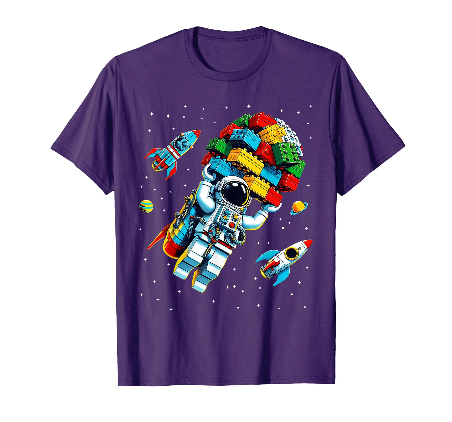 Master Builder Space Astronaut Building Blocks Bricks Boys T-Shirt