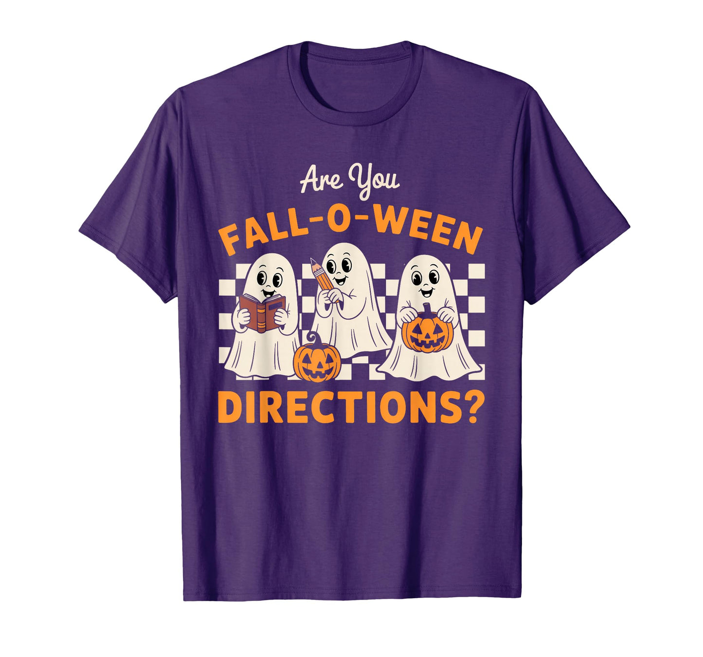 Retro are You Fall O Ween Directions Teacher Halloween Ghost T-Shirt