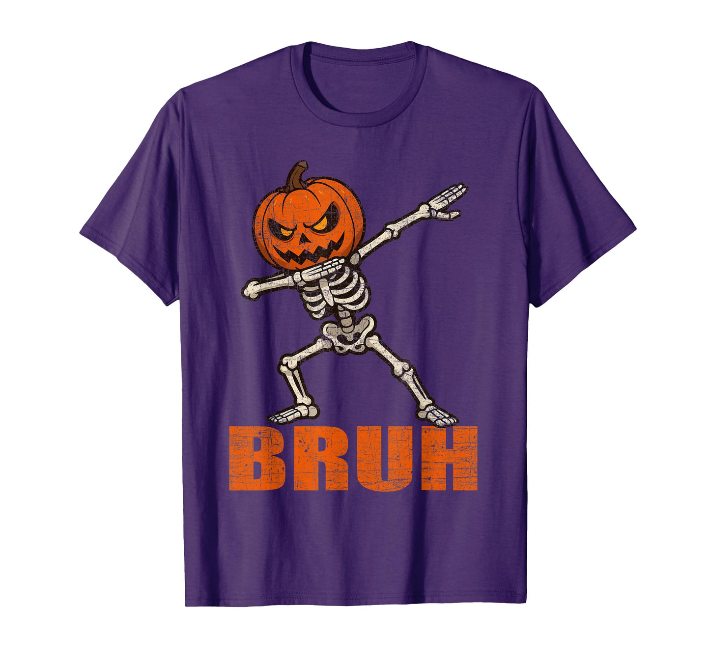 Bruh Skeleton Halloween Dabbing Boys Pumpkin Jack O Lantern T-Shirt