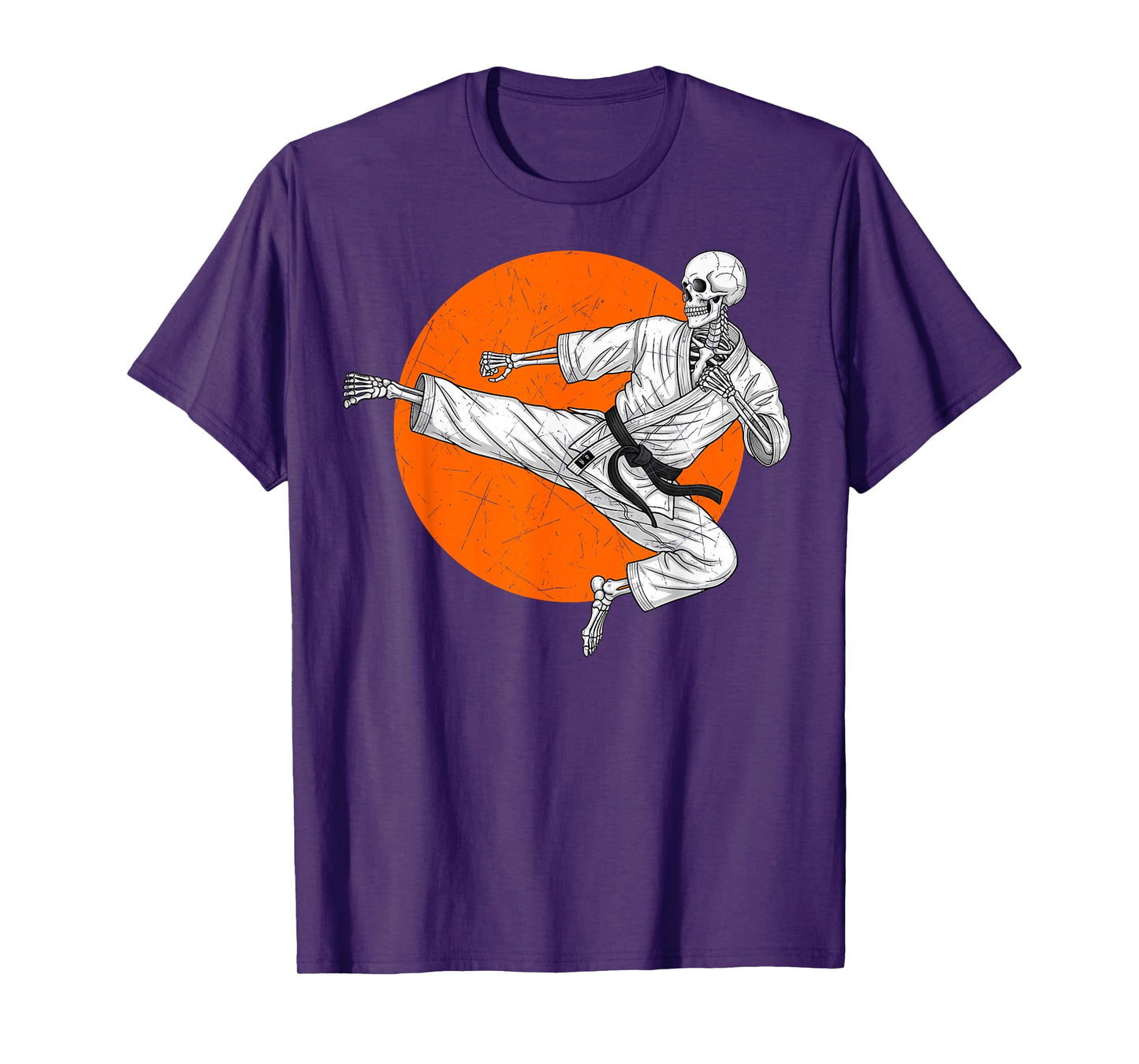 Martial Arts Skeleton Flying Side Kick Karate Taekwondo Moon T-Shirt