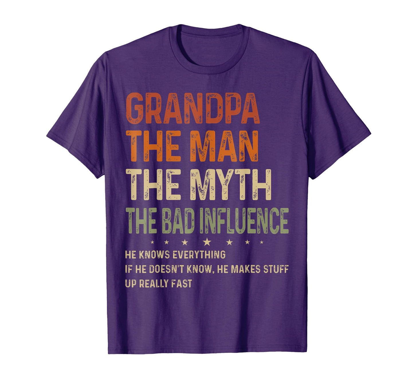 Grandpa The Man The Myth The Bad Influence Fathers Day T-Shirt